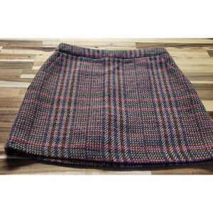 Forever 21 Wool Blend Plaid Mini Skirt Skort Size S Lined‎ Tweed Academia Pink